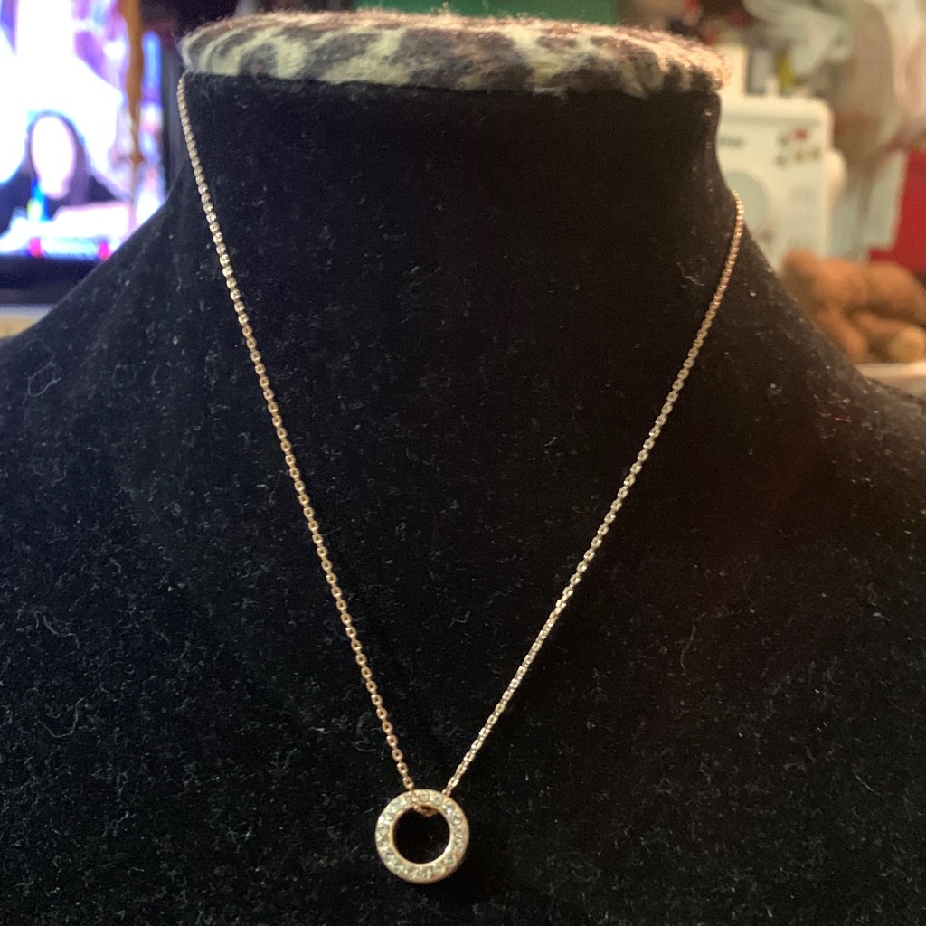 Chic Gold Tone Crystals Circle Pendant Necklace 15$